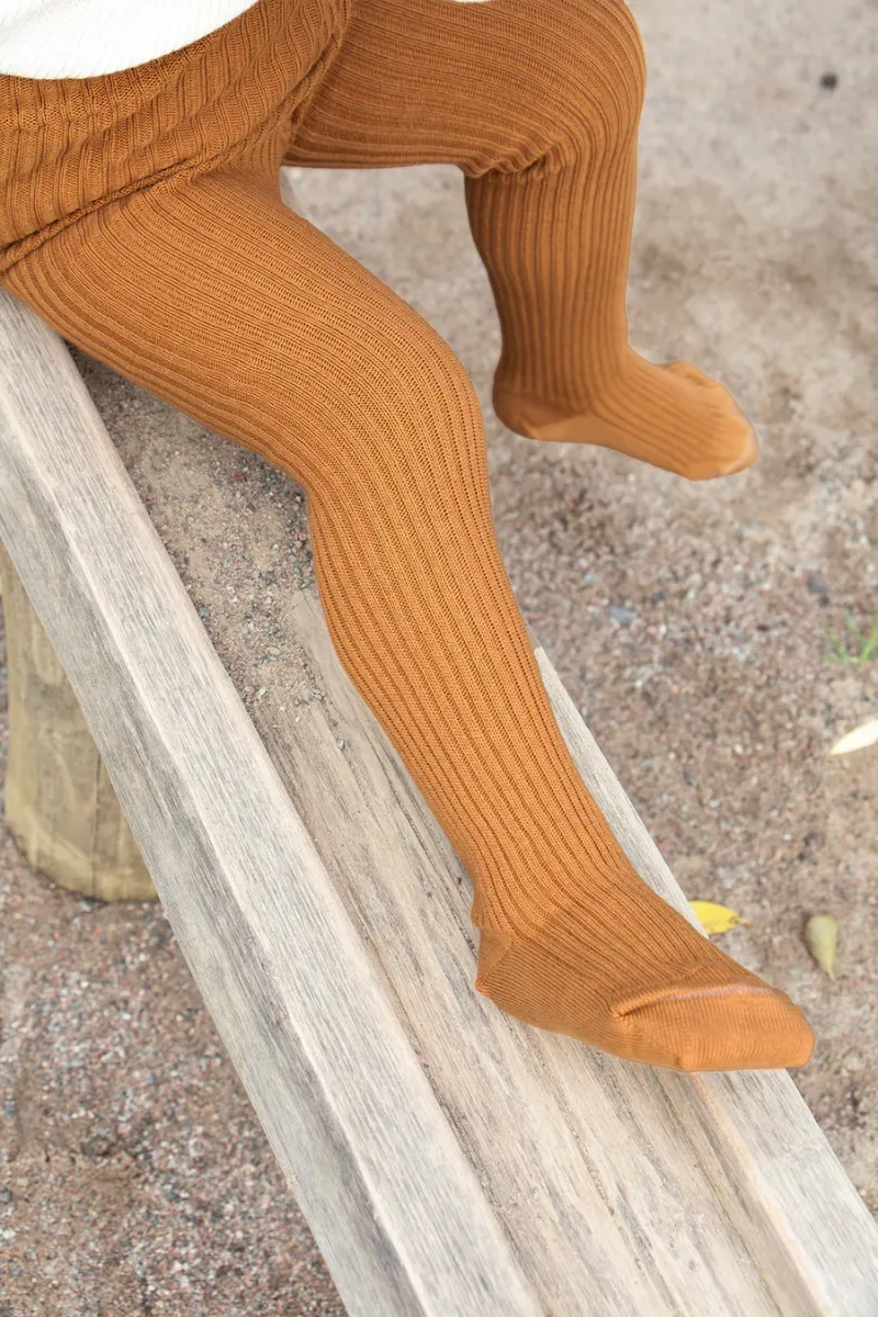 Hippy Footed Cotton Tights - Amber