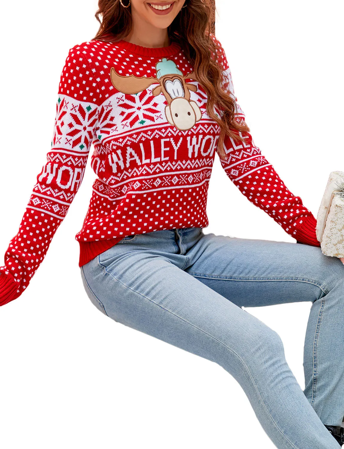iB-iP Women's Christmas Casual Top Cozy Long Sleeve Pullover Sweater