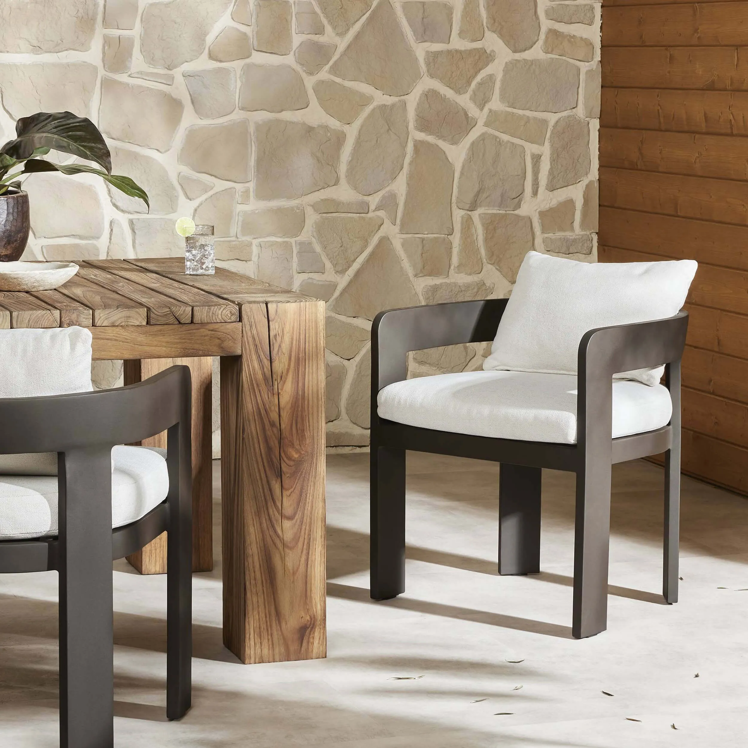 Jackson Outdoor Metal Dining Chair, Alessi Linen, Set of 2