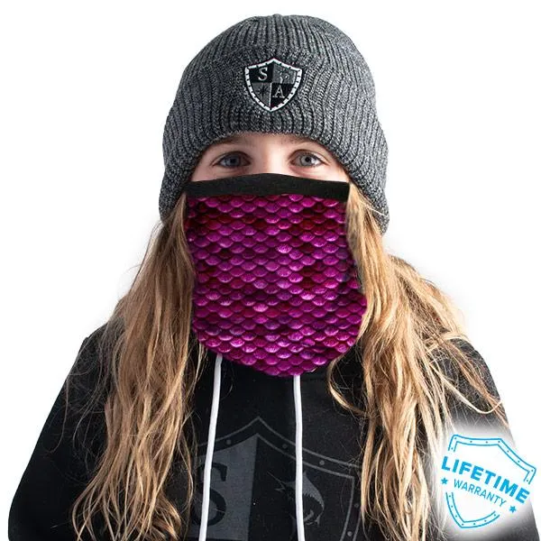 Kids Fleece Face Shield® | Pink Mermaid Scales