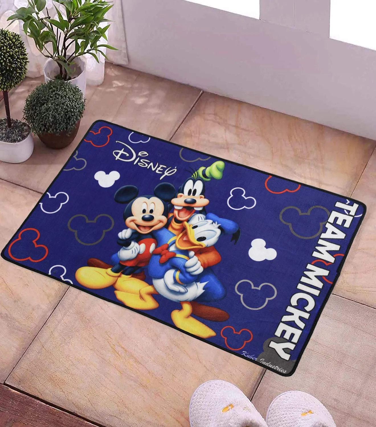 Kuber Industries Disney Team Mickey 4 Pieces Anti-Slip Door Mat 23"x15" (Royal Blue) - CTKTC046063