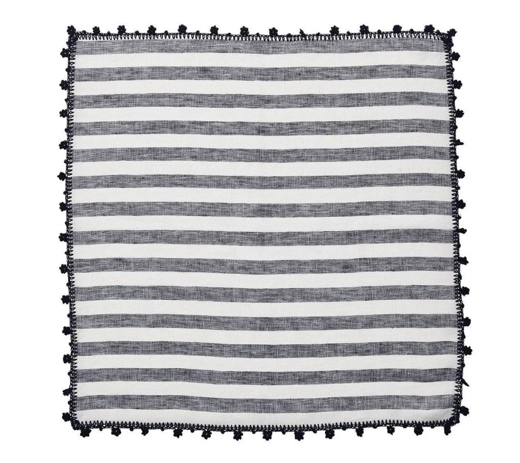 Linea Napkin in White & Navy, Set of 4