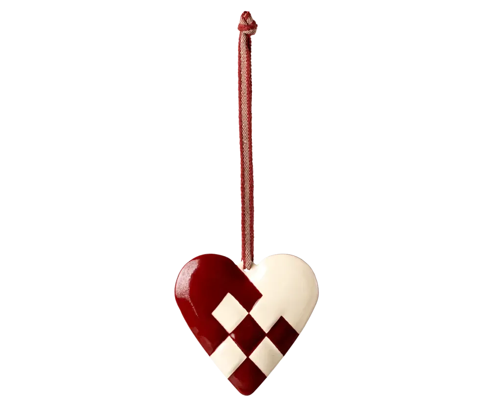 Maileg Metal ornament, Large heart - Red