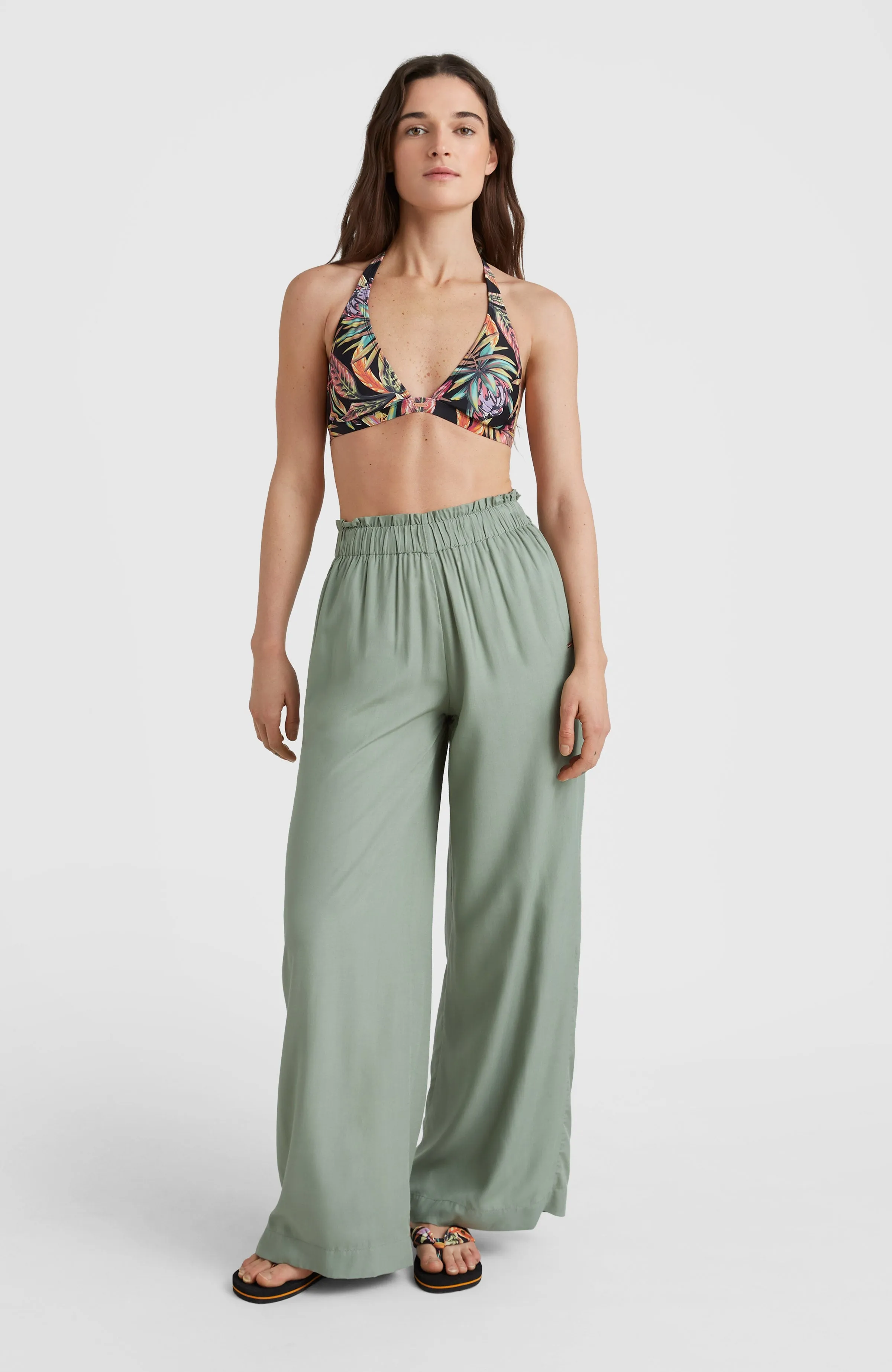 Marga Halter Bikini Top | Black Tropical Flower