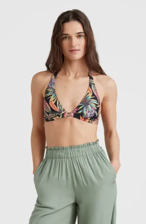 Marga Halter Bikini Top | Black Tropical Flower