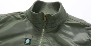 Men's Bomber Jacket Military Jacket Casual Spring Fall Winter Windbreaker Zip Up Coat with Pockets
