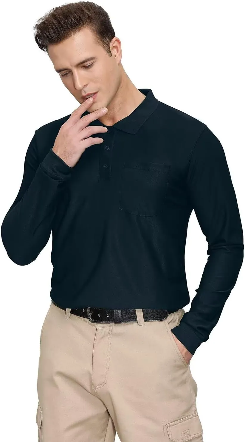 Men's Golf Polo Shirts M-6XL, Cotton Blend Moisture Wicking Performance Casual Collared Shirts