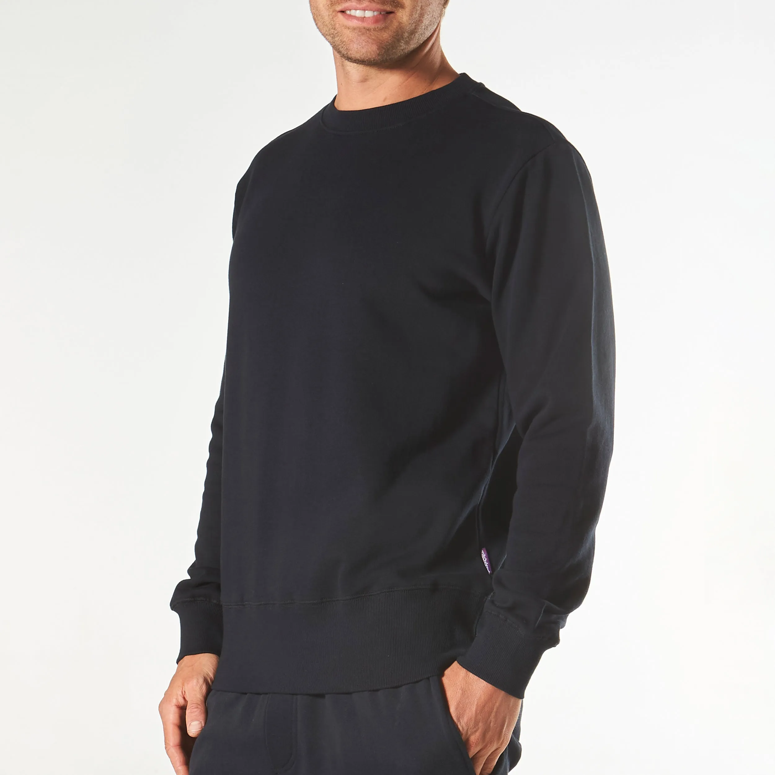 Men's Long Sleeve Crew Neck Lounge Sweat - Black