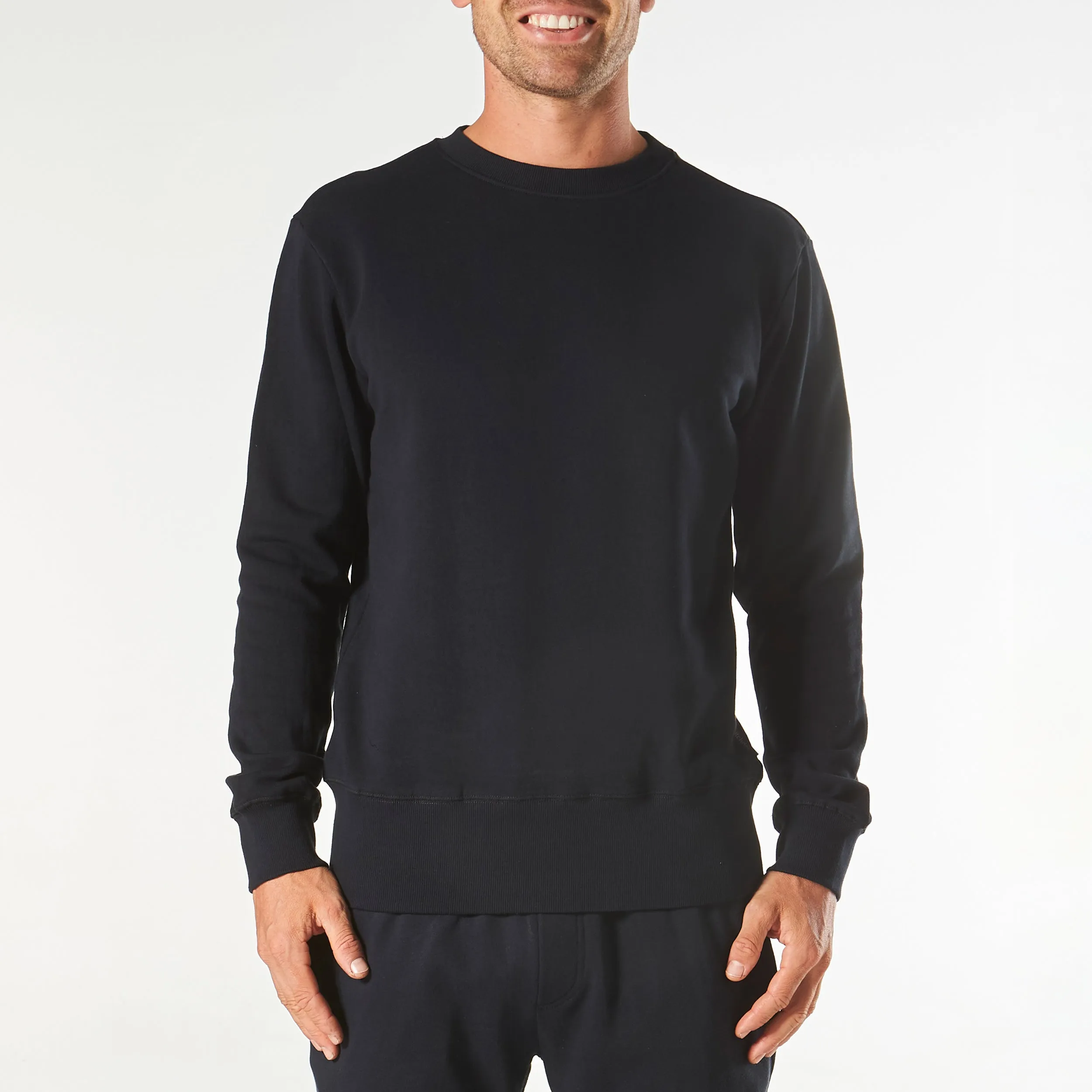 Men's Long Sleeve Crew Neck Lounge Sweat - Black