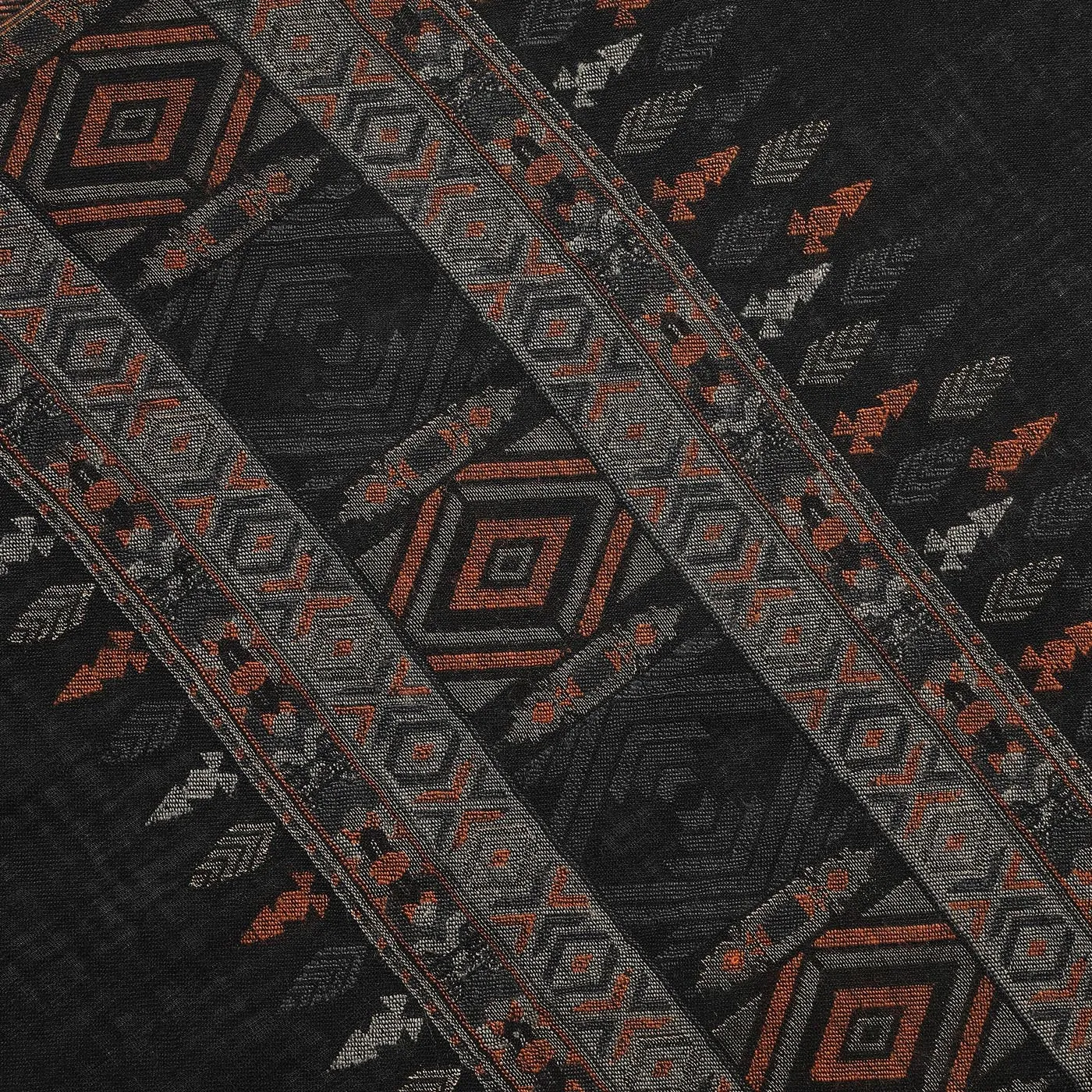 Milan Black Wool Lurex Jacquard Muffler
