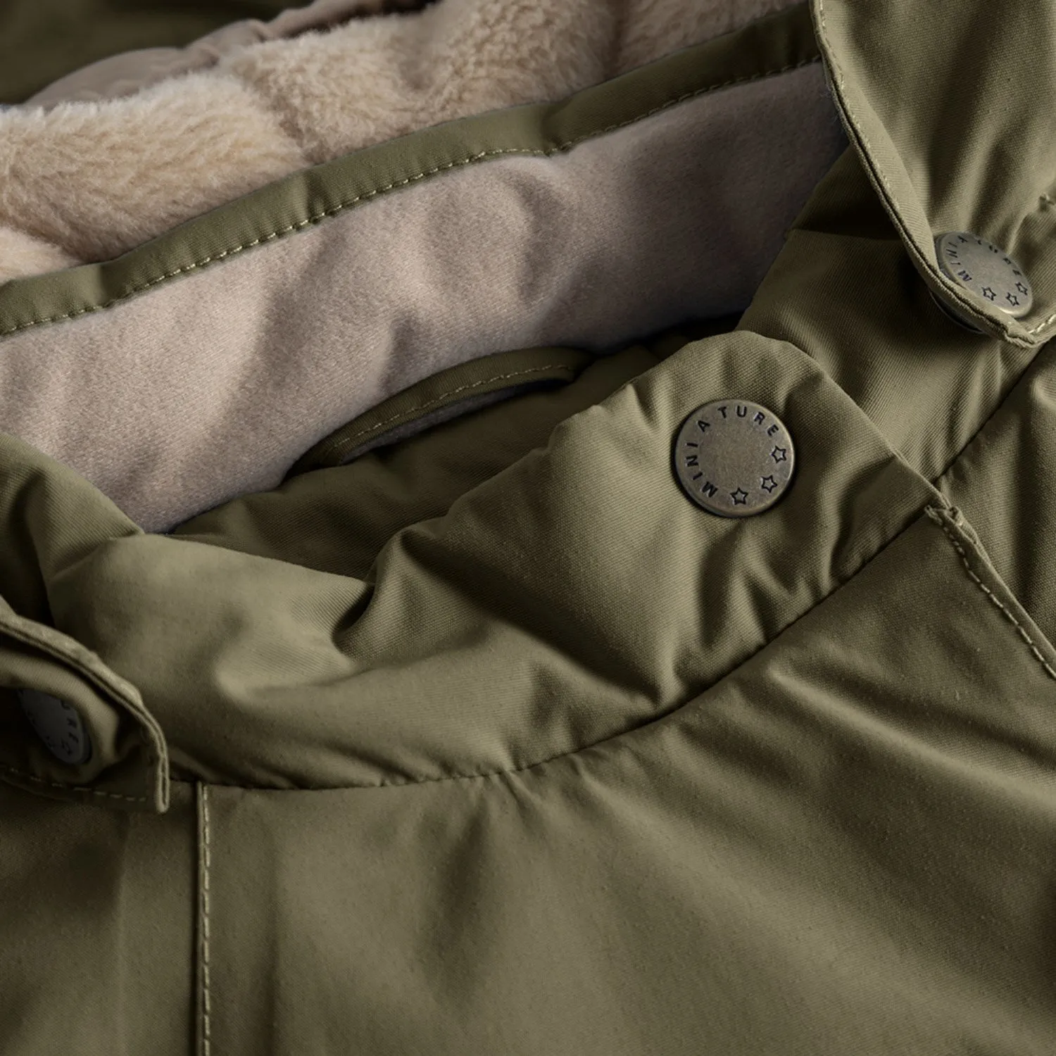 Mini A ture Olive night Wang Fleece Winter Jacket m. Fur