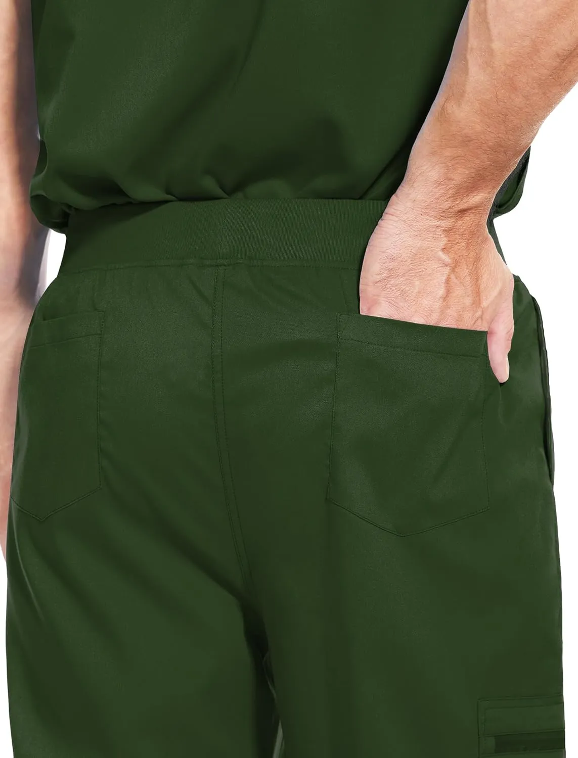 niaahinn Men Scrub Set-Stretch V-Neck Scrub Top & Jogger Pant with 9 Pockets, Yoga Waistband, Anti-Wrinkle Scrubs for Men