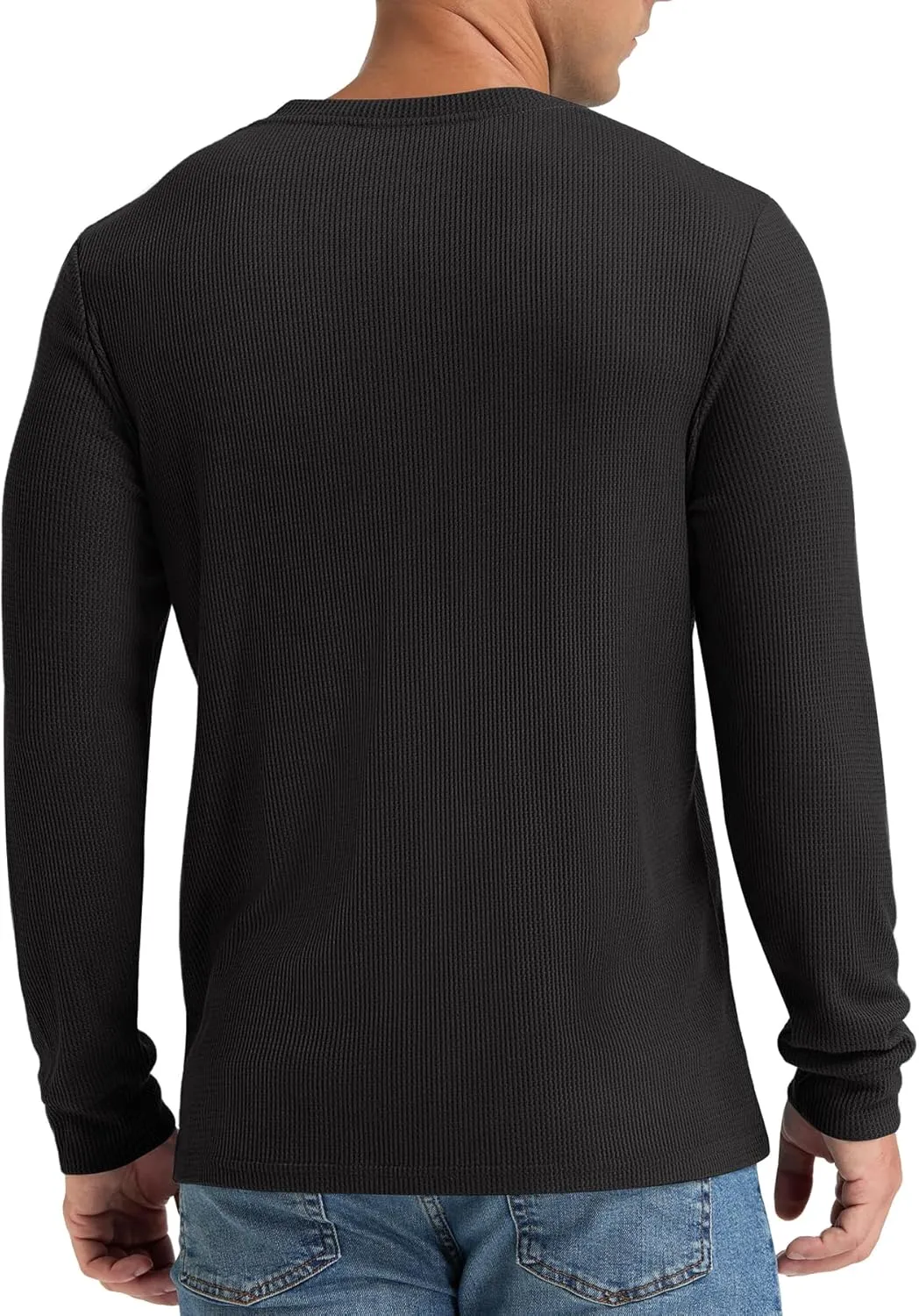 NITAGUT Mens Waffle Henley Shirts Long Sleeve T Shirts Casual T-Shirt with Pocket