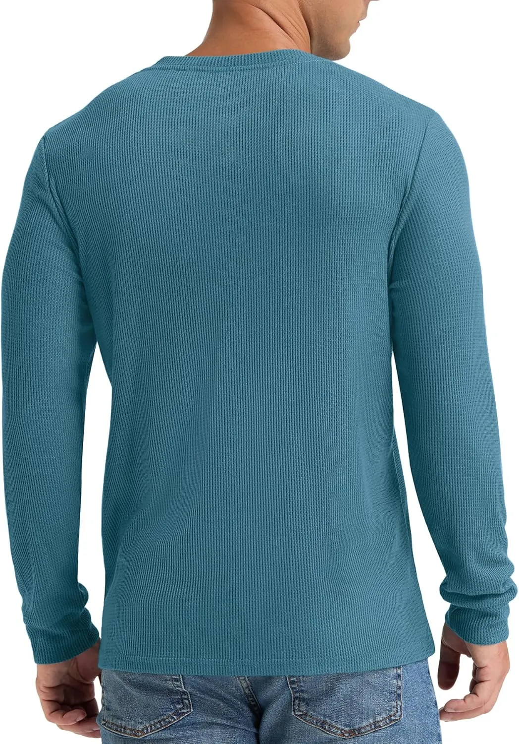 NITAGUT Mens Waffle Henley Shirts Long Sleeve T Shirts Casual T-Shirt with Pocket