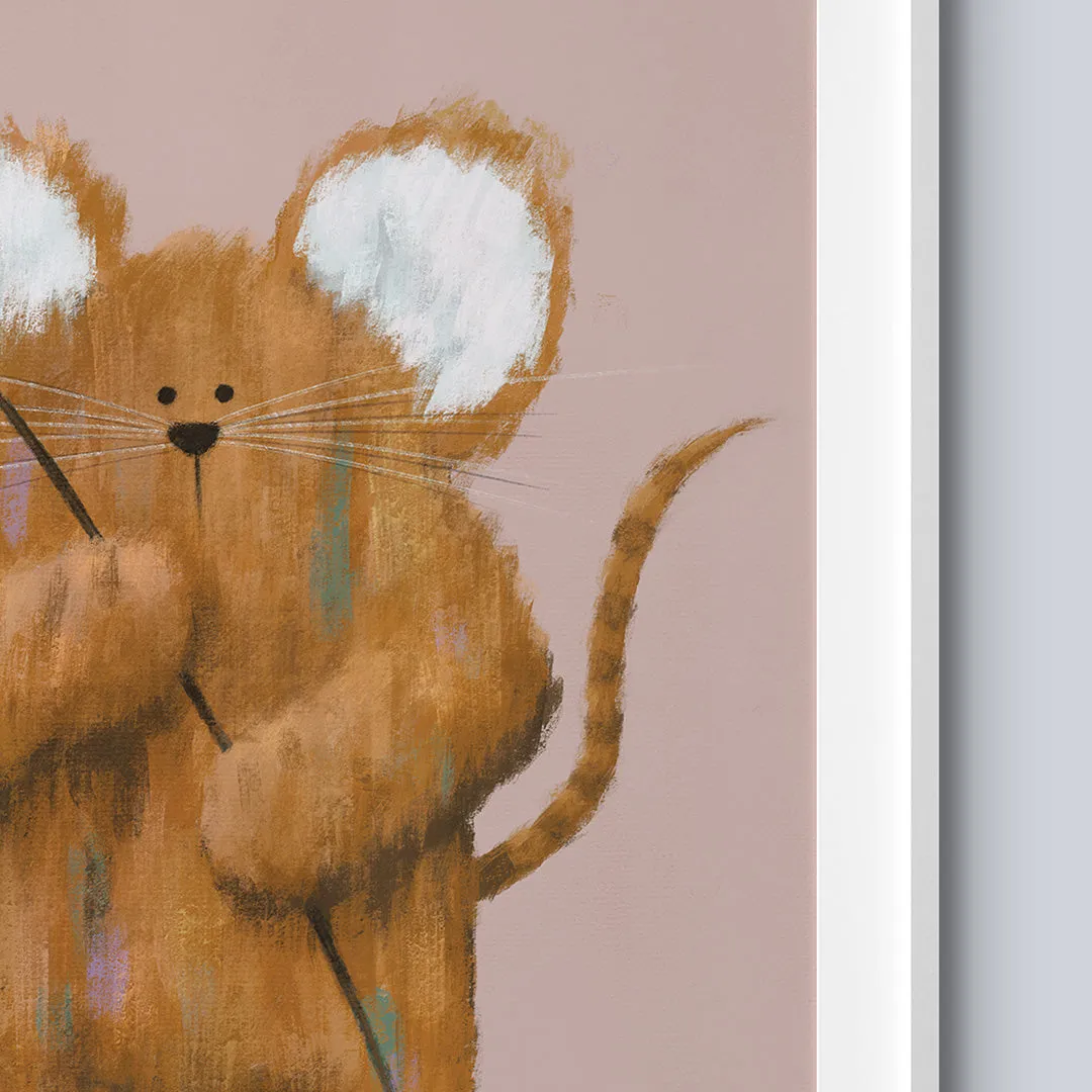 Pink Bunny & Mouse Woodland Nursery Prints Set Of 2