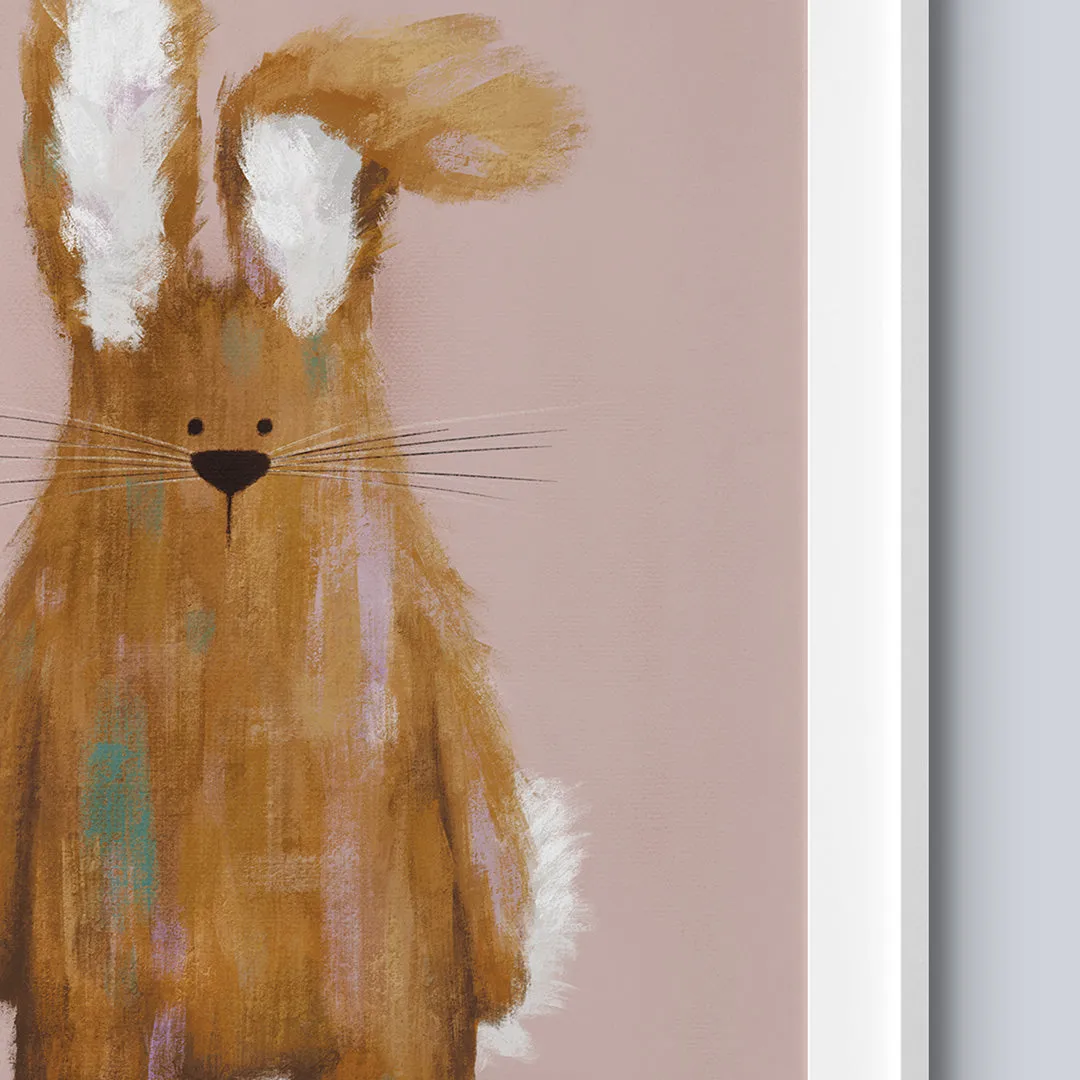 Pink Bunny & Mouse Woodland Nursery Prints Set Of 2