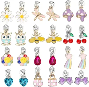 PinkSheep Unicorn Clip On Earrings for Little Girls, Bling Earrings Rainbow Earrings for Kids