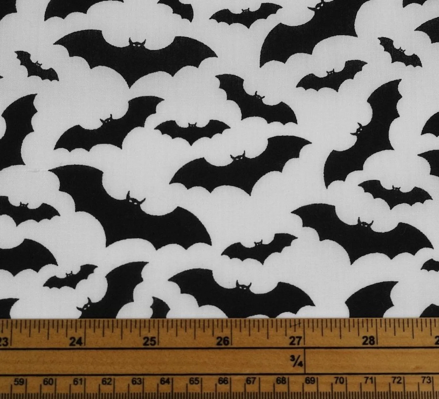 Polycotton Fabric - Bat Cave / Black on White