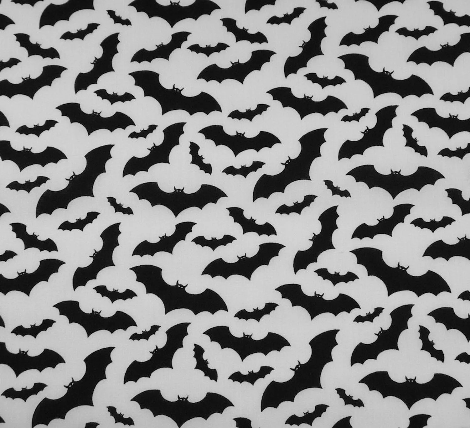 Polycotton Fabric - Bat Cave / Black on White