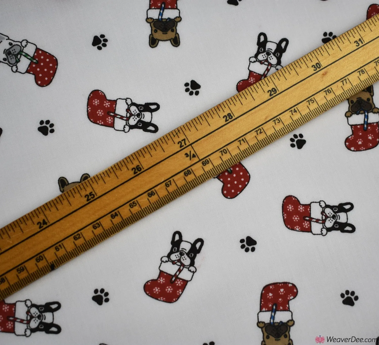 Polycotton Fabric - Christmas French Bulldog Stockings