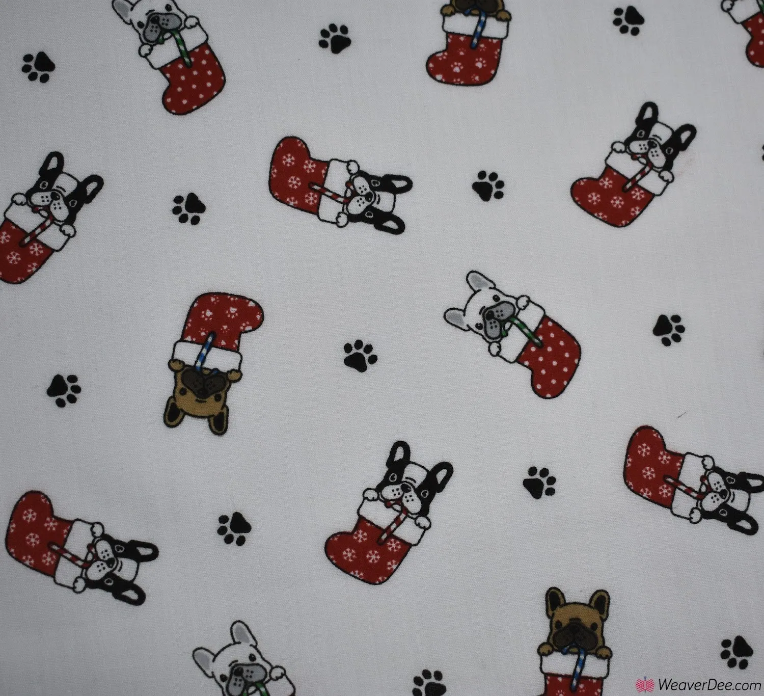 Polycotton Fabric - Christmas French Bulldog Stockings