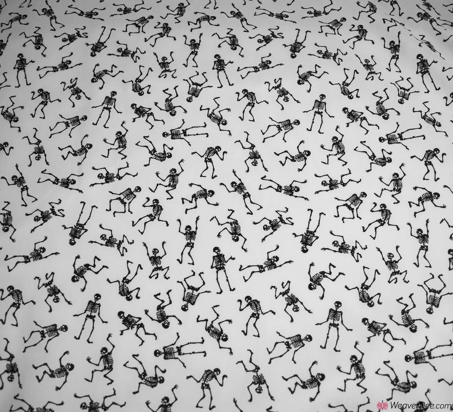 Polycotton Fabric - Dancing Skeletons White