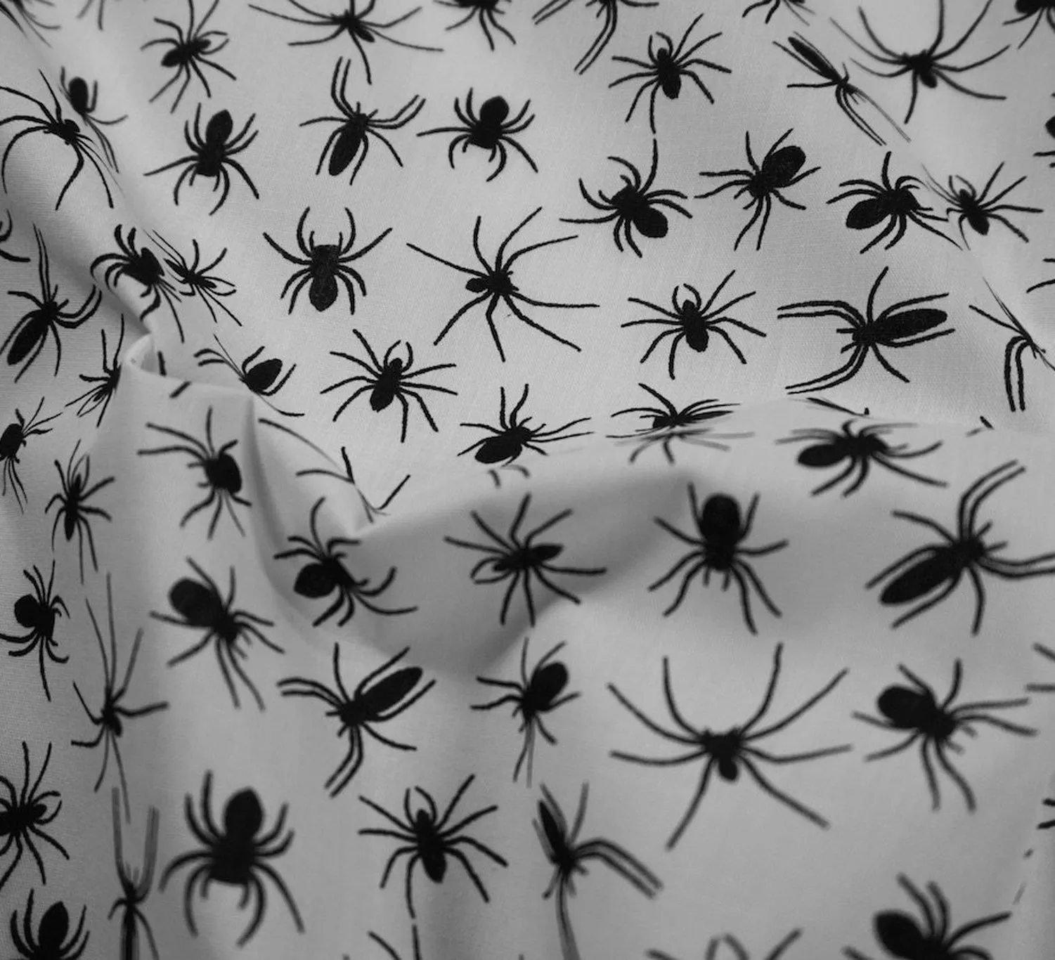Polycotton Fabric - Incy Wincy Black Spider