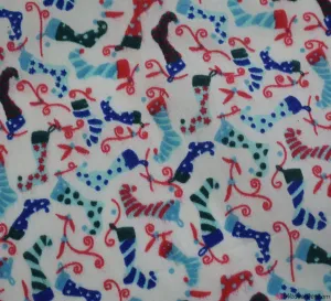 Polycotton Fabric - Little Elf’s Christmas Stockings Ivory