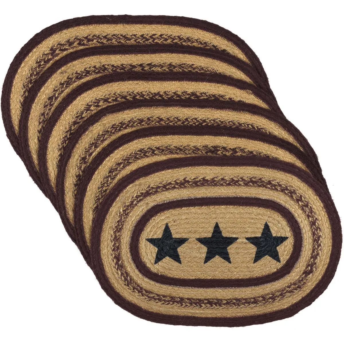 Potomac Jute Placemat Stencil Stars Set of 6 12x18