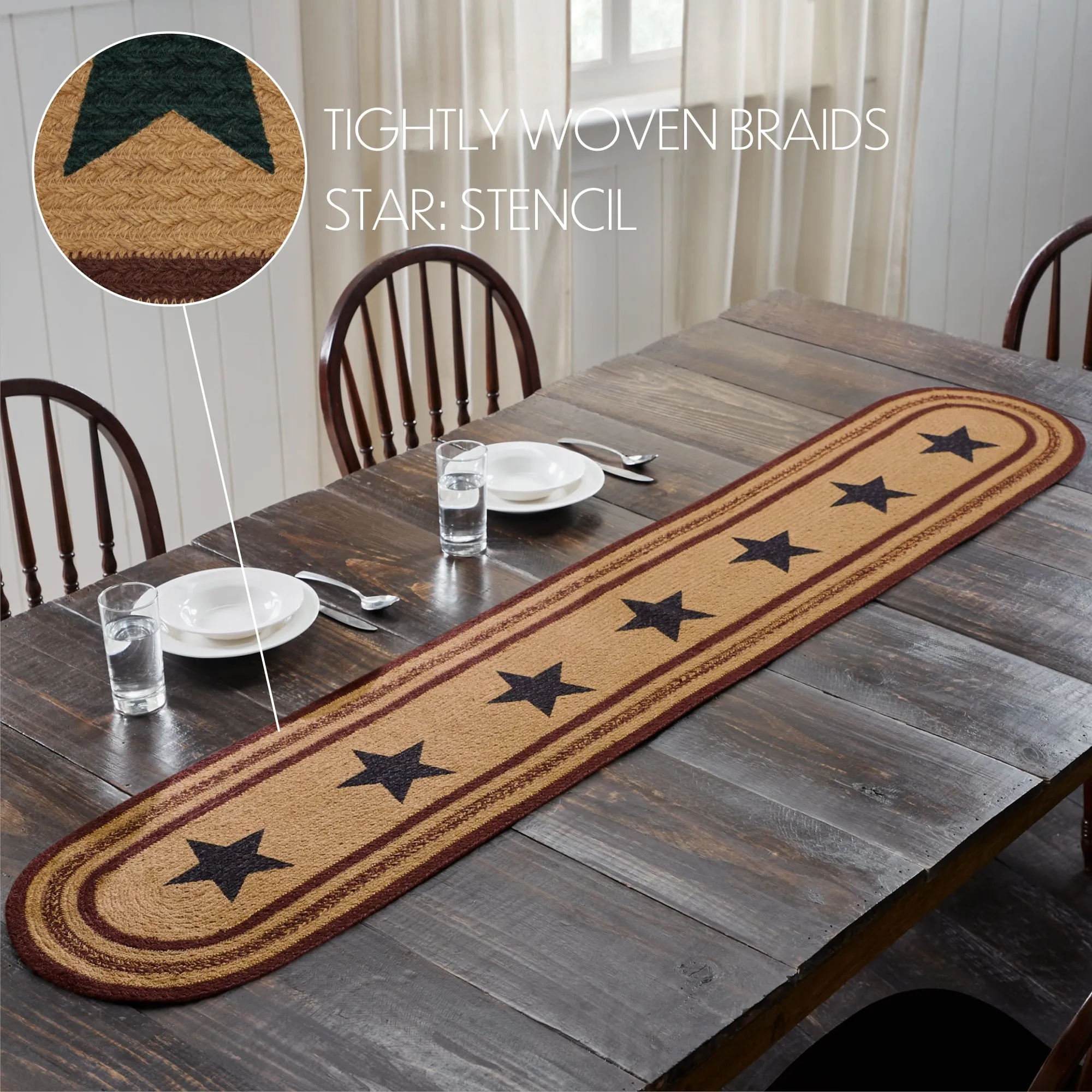 Potomac Jute Runner Stencil Stars