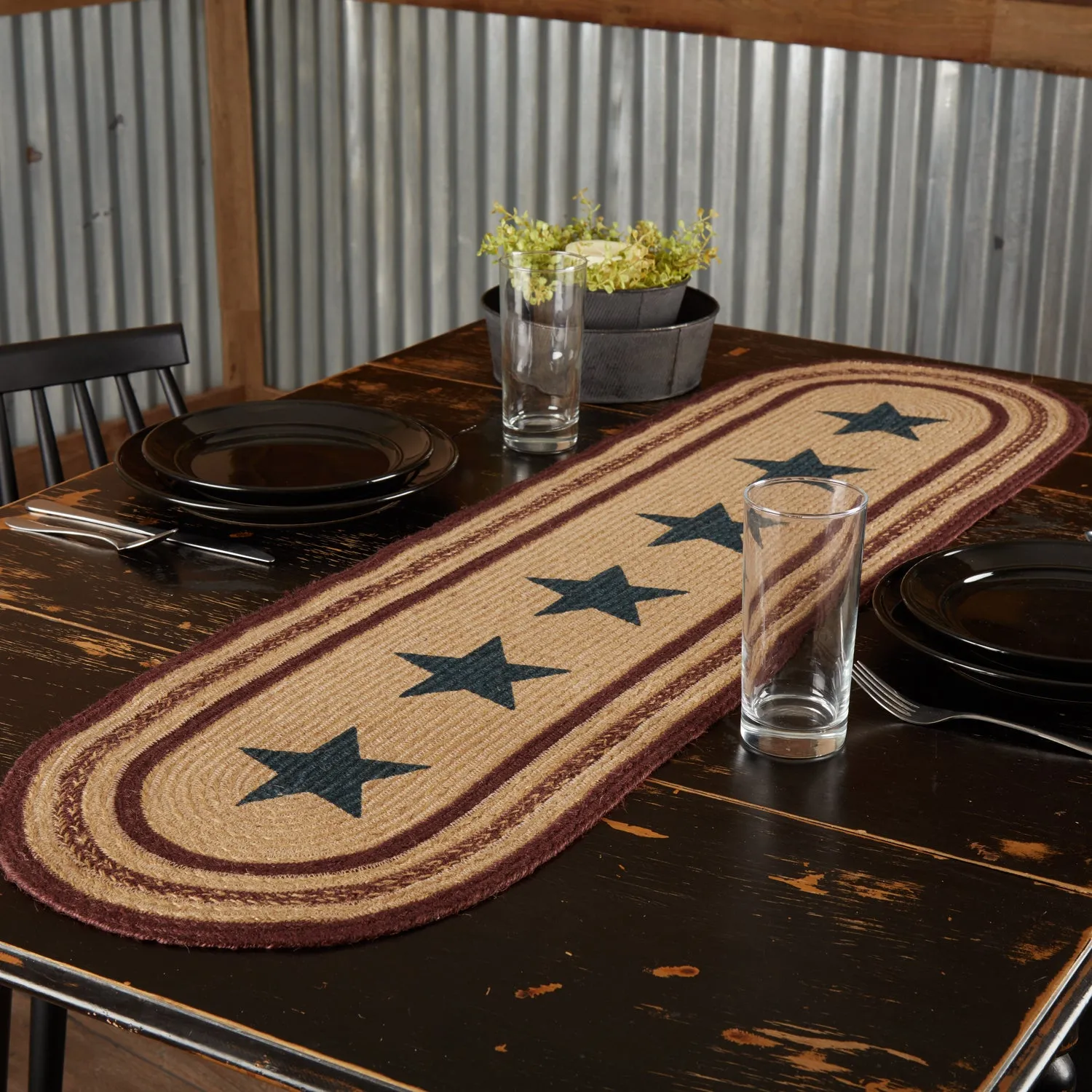 Potomac Jute Runner Stencil Stars