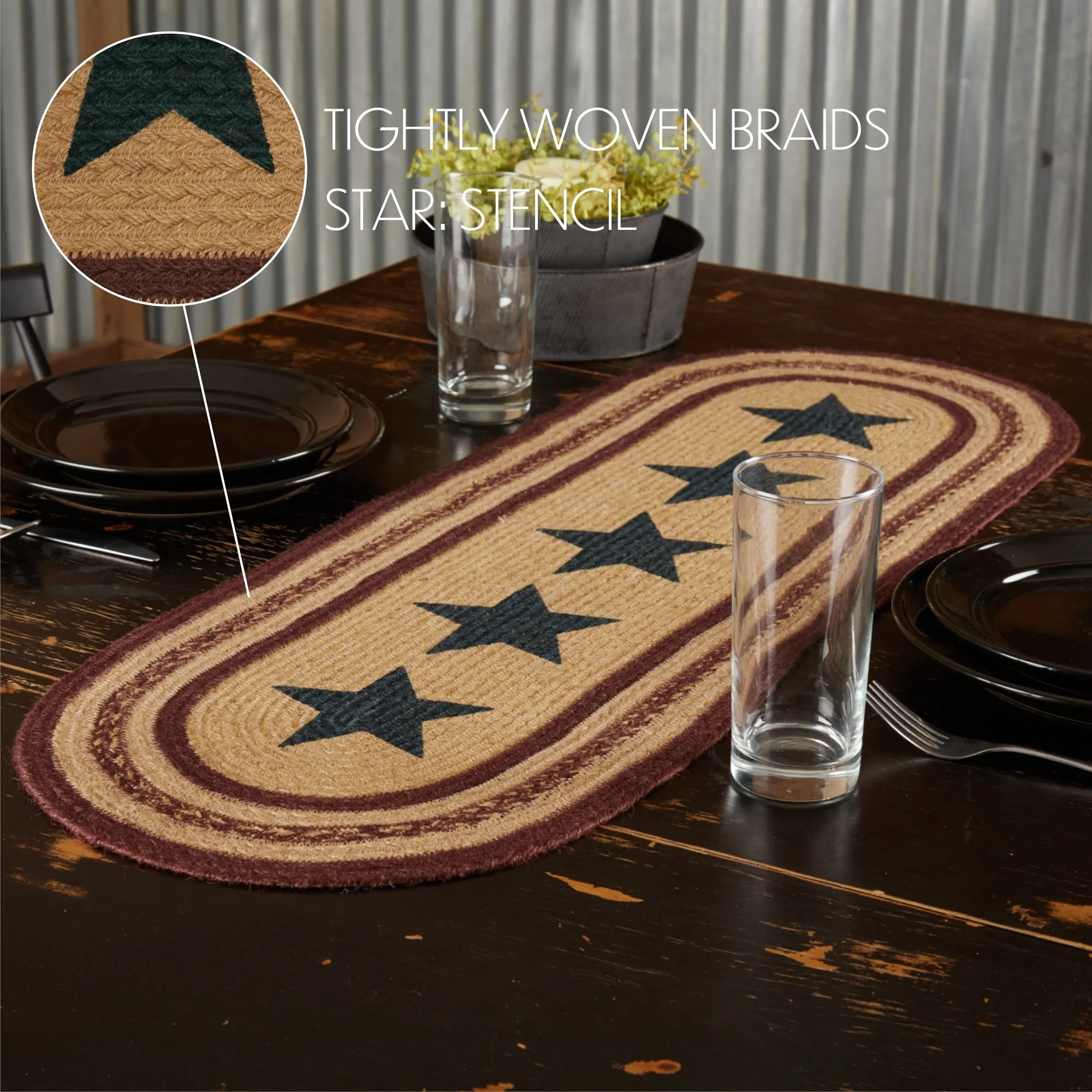 Potomac Jute Runner Stencil Stars