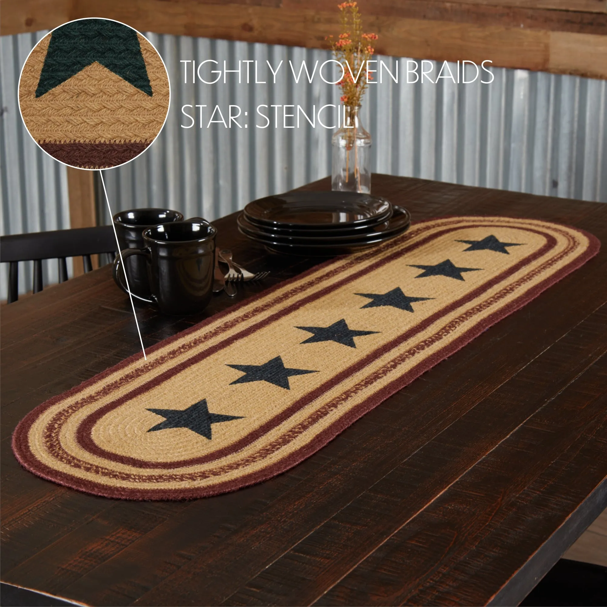 Potomac Jute Runner Stencil Stars