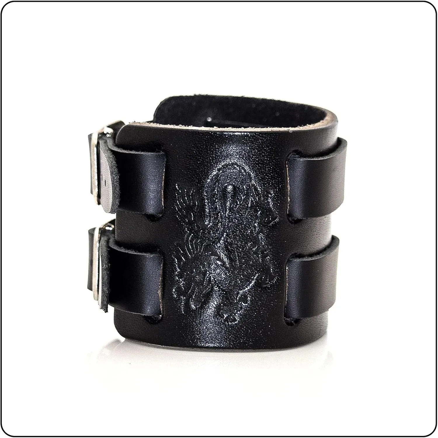 Punk Dragon Bracelet Belt Buckle Wristband Wide Leather Bracelet,7.0-8.0inches