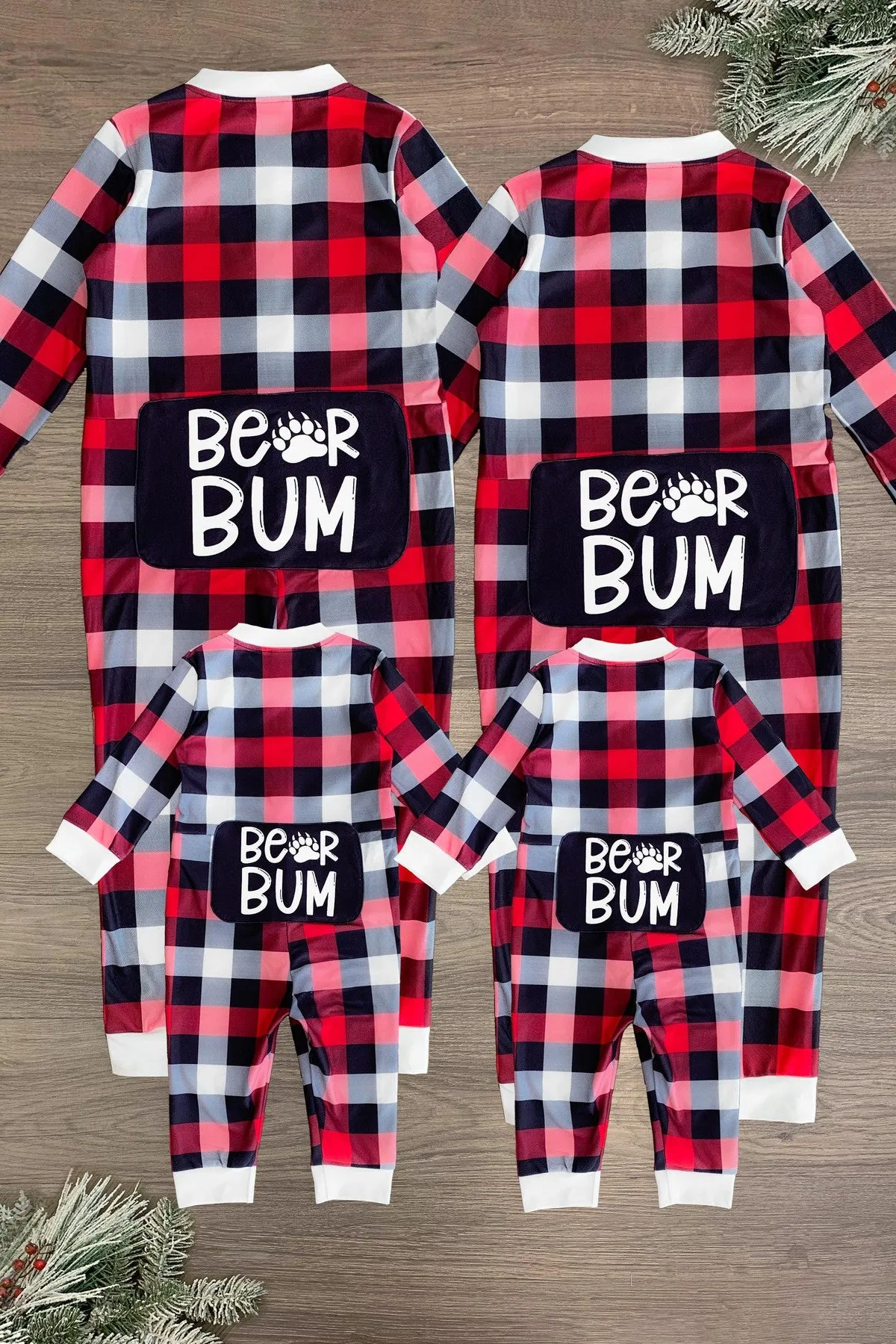 "Bear Bum" Family Plaid Onesie Pajamas
