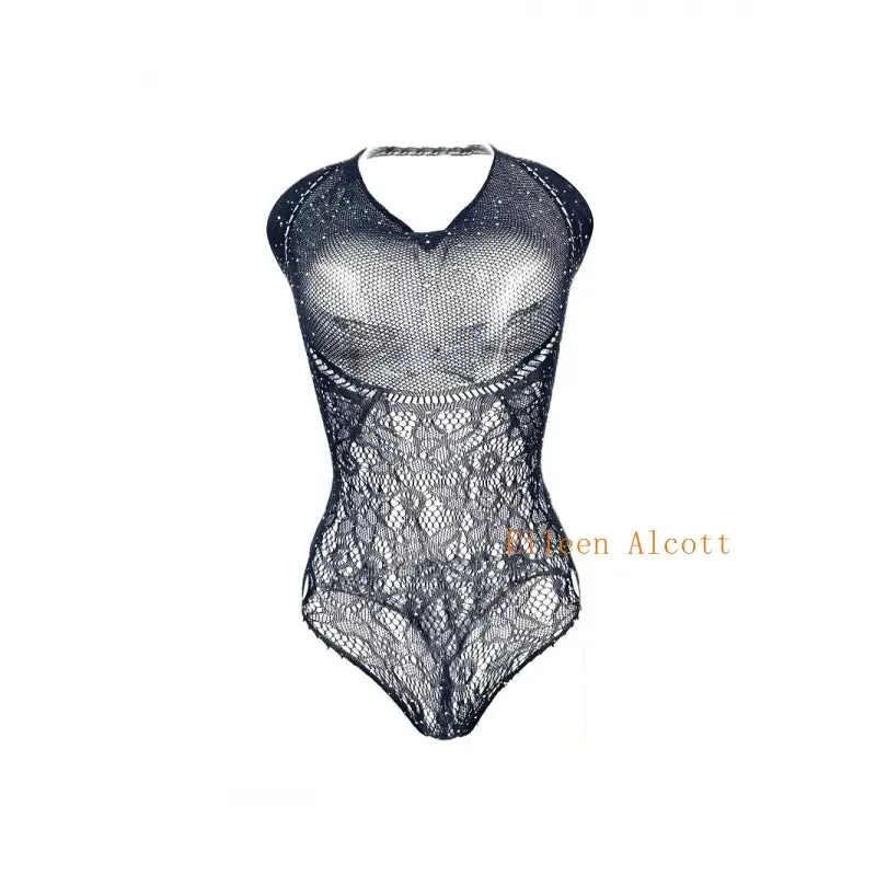 "Sparkling Rhinestone Fishnet Teddy - Seductive Women's Bodysuit"