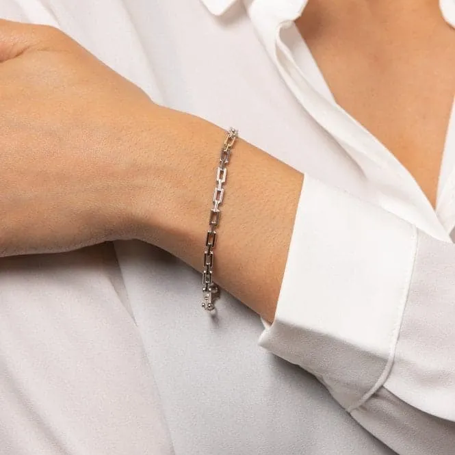 Rectangle Link 9ct White Gold Bracelet GB521