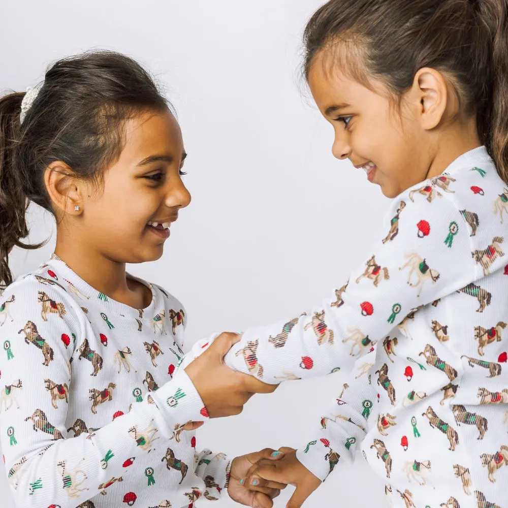 Riding Ponies Organic Long Sleeve Rib Pajama Set