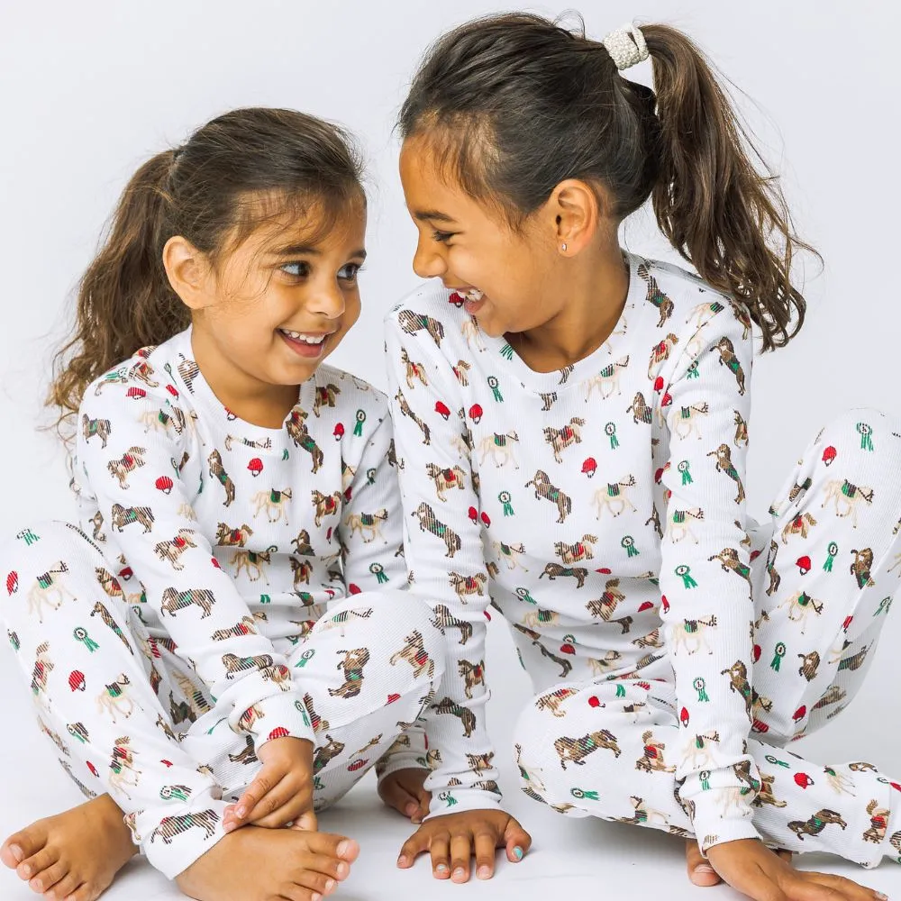 Riding Ponies Organic Long Sleeve Rib Pajama Set