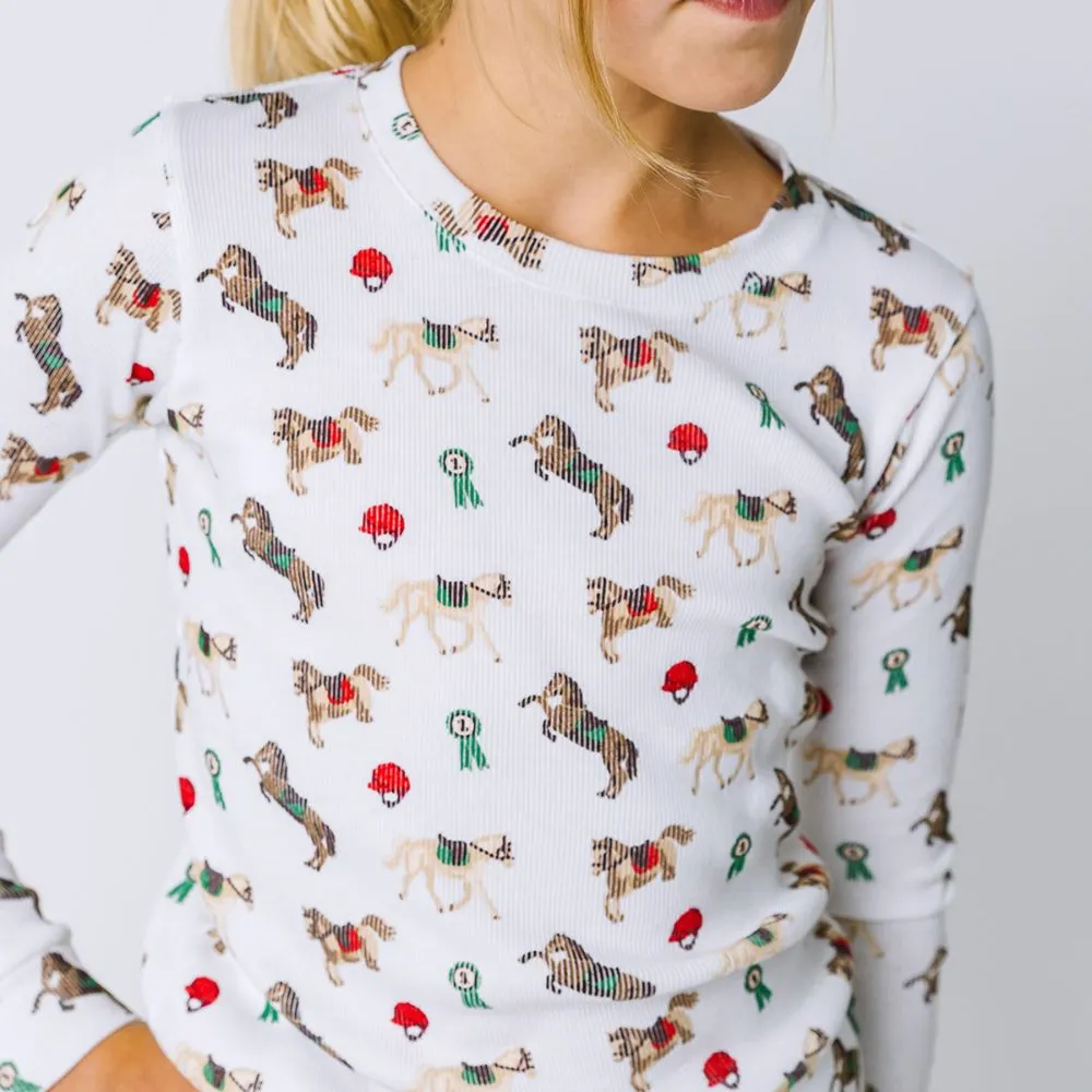 Riding Ponies Organic Long Sleeve Rib Pajama Set