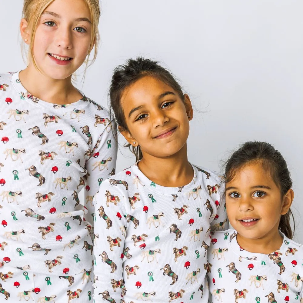 Riding Ponies Organic Long Sleeve Rib Pajama Set