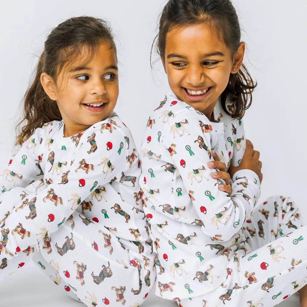 Riding Ponies Organic Long Sleeve Rib Pajama Set