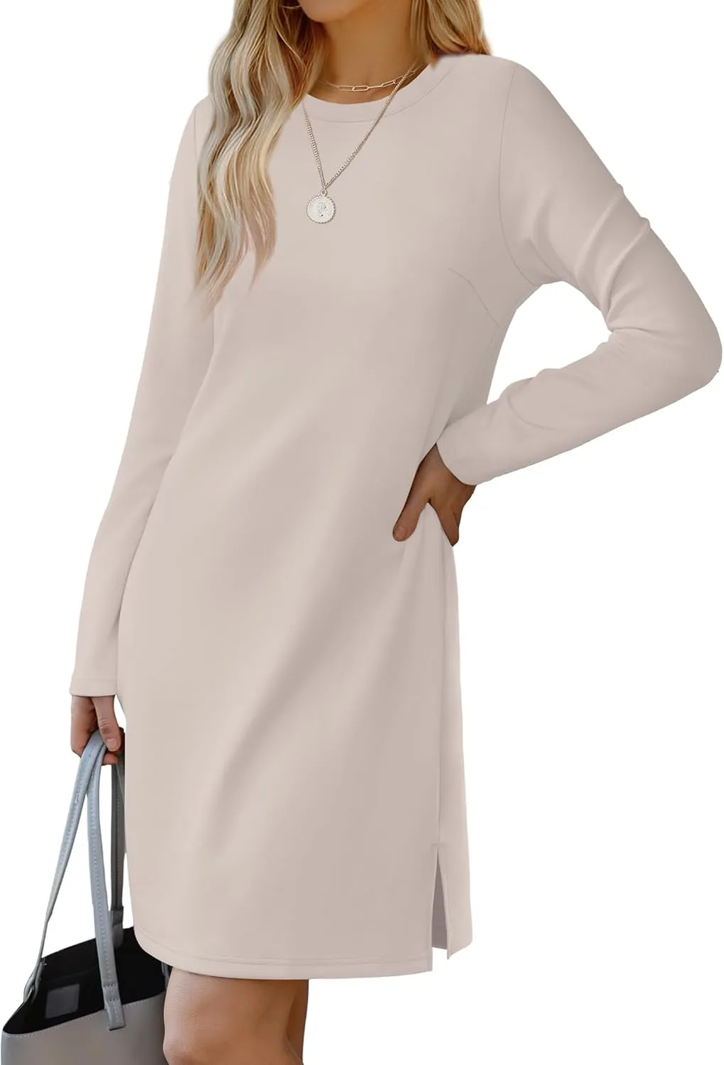SAMPEEL Dresses for Women 2024 Casual Long Sleeve Dress Trendy Fall Fashion Cozy Travel Airport Outfits