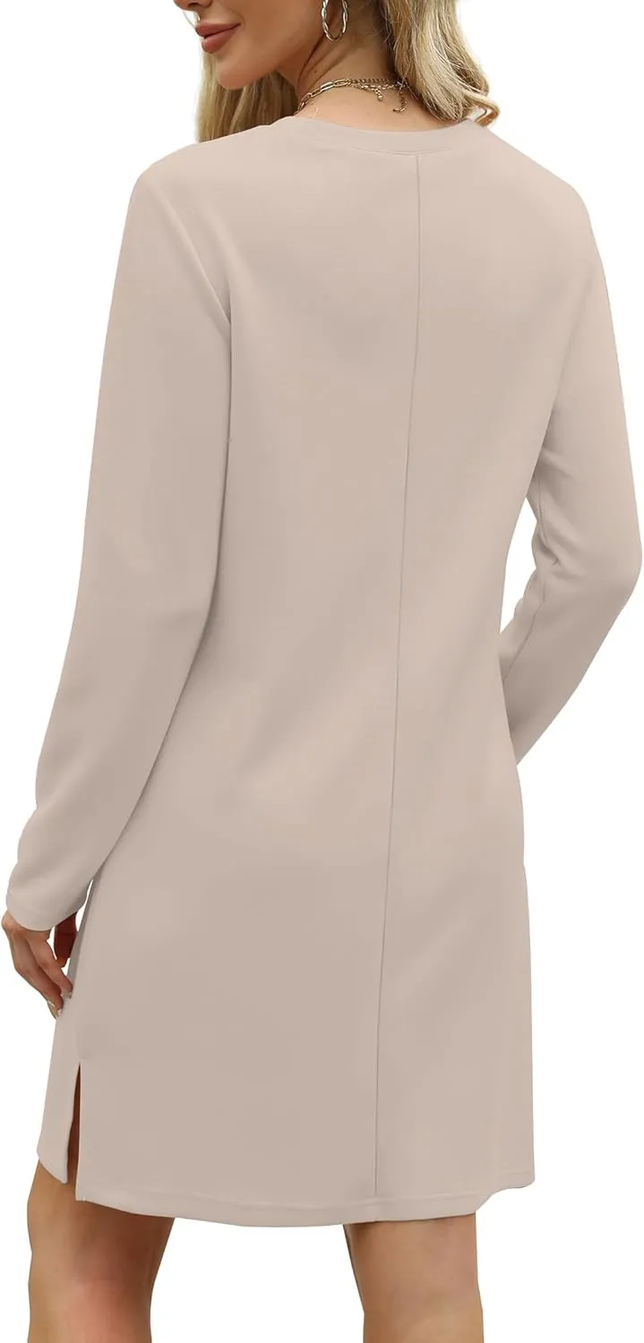SAMPEEL Dresses for Women 2024 Casual Long Sleeve Dress Trendy Fall Fashion Cozy Travel Airport Outfits