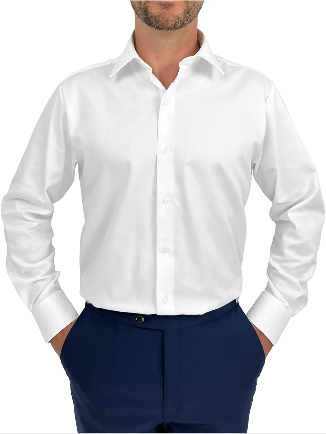 Sir Gregory Men's Regular Fit Solid Twill Dress Shirt