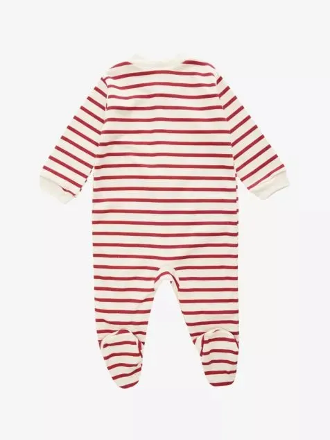 Sleepy Doe: Christmas Baby Sleepsuit - Red Stripe