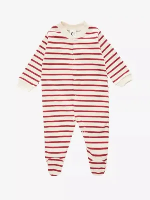 Sleepy Doe: Christmas Baby Sleepsuit - Red Stripe