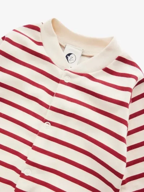 Sleepy Doe: Christmas Baby Sleepsuit - Red Stripe