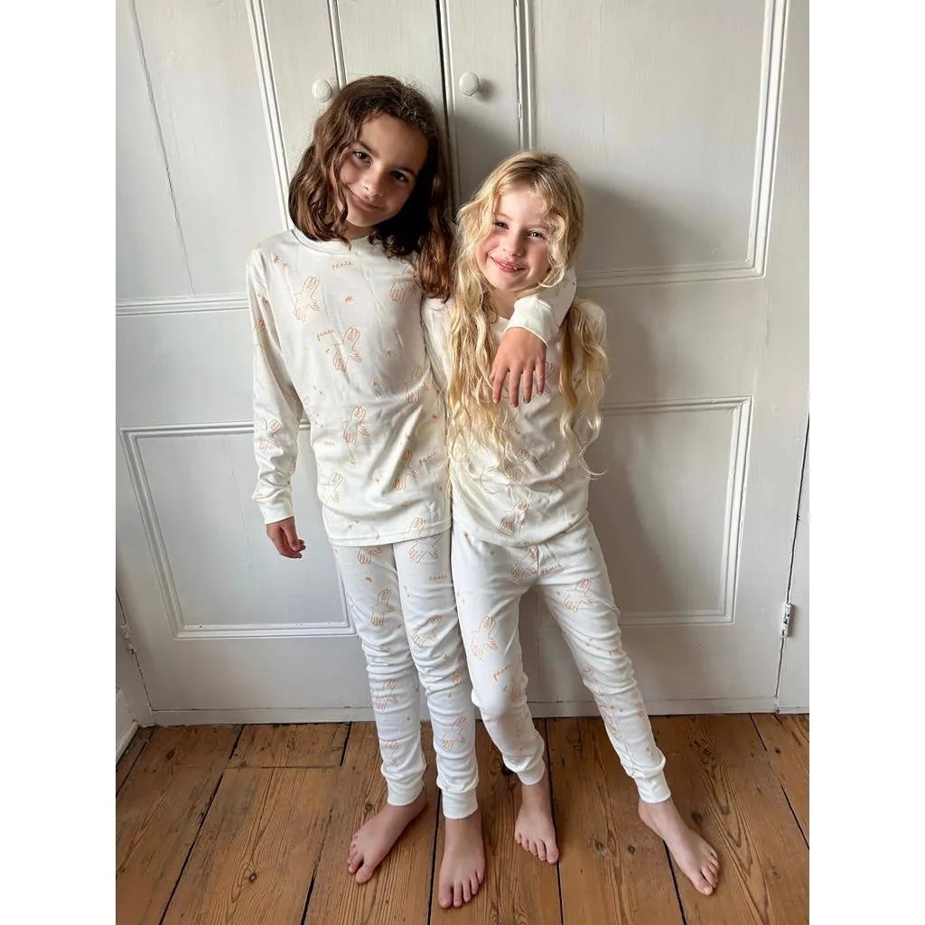Sleepy Doe x Scout & Co exclusive - Peace Apricot kids classic pyjamas