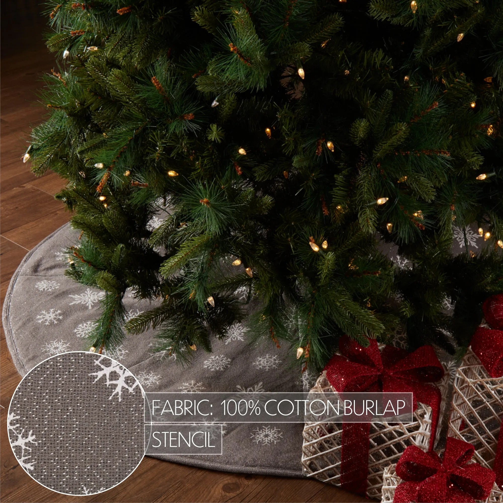 Snowflake Burlap Grey Tree Skirt 48